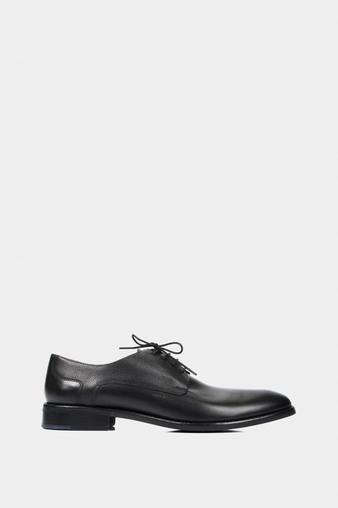 Vélez Zapatos Cordón Formal De Cuero Para Hombre Liso Negro-0