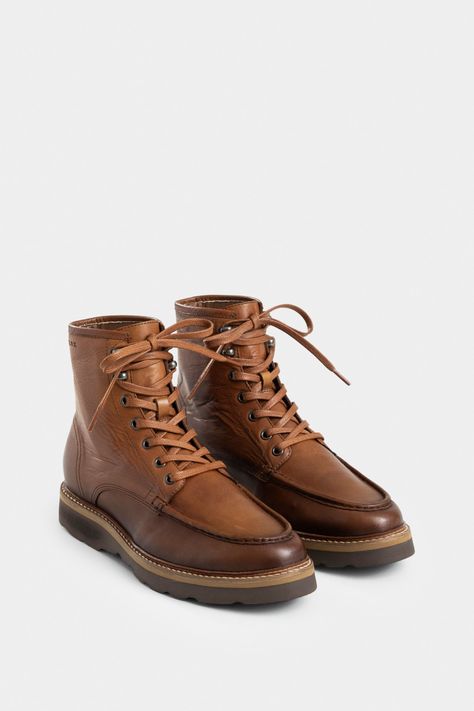 Vélez Bota Luster De Cuero Hombre Efecto Envejecido Miel-1