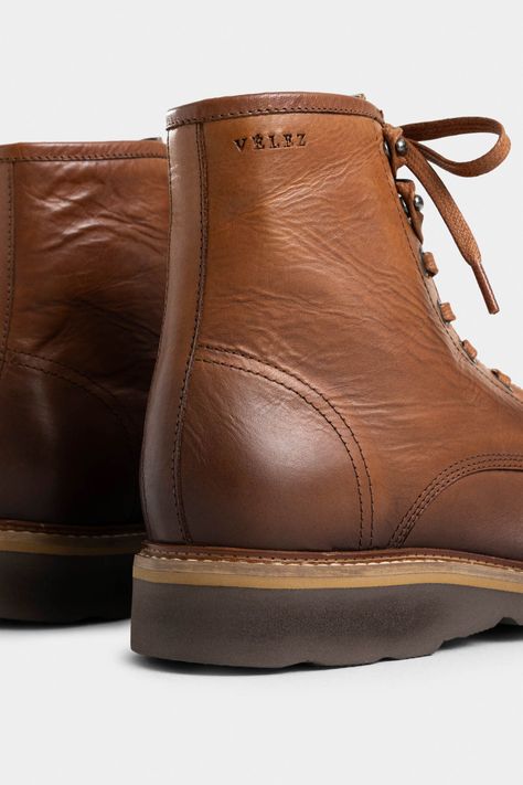 Vélez Bota Luster De Cuero Hombre Efecto Envejecido Miel-4
