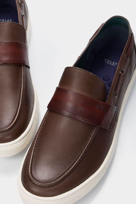 Vélez Mocasines Deportivos Dante Cuero Hombre Vintage Café-3