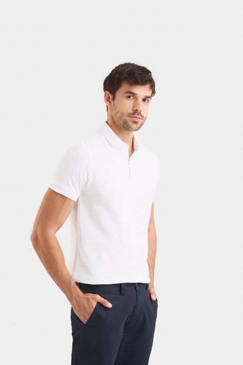 Vélez Polera Casual Algodón Pima Blanco-2