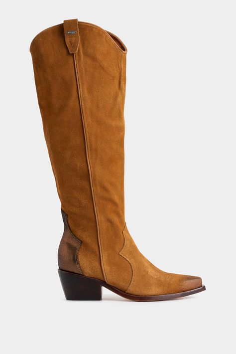 Vélez Botas Texanas Herencia De Cuero  Mujer Caña Alta Miel-1