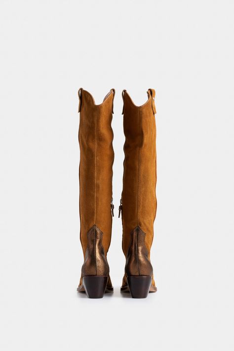 Vélez Botas Texanas Herencia De Cuero  Mujer Caña Alta Miel-3