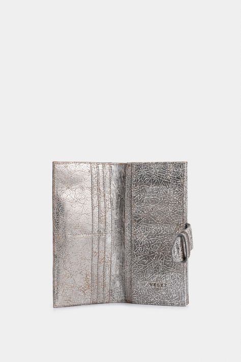 Vélez Porta Chequera Nudo Cuero Folia Mujer Craquelado Plata-1