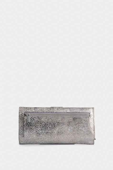 Vélez Porta Chequera Nudo Cuero Folia Mujer Craquelado Plata-2