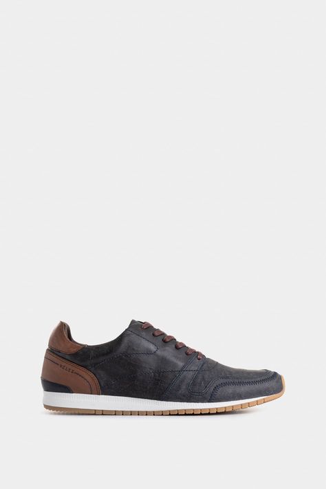 Vélez Zapatillas Deportivos De Cuero Vintage Azul Oscuro-0