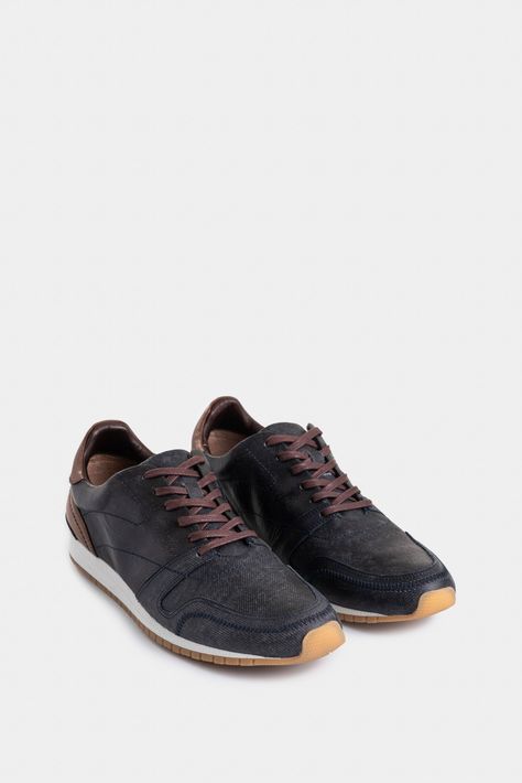 Vélez Zapatillas Deportivos De Cuero Vintage Azul Oscuro-1