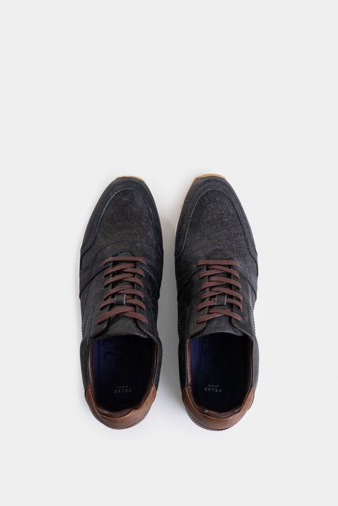 Vélez Zapatillas Deportivos De Cuero Vintage Azul Oscuro-3