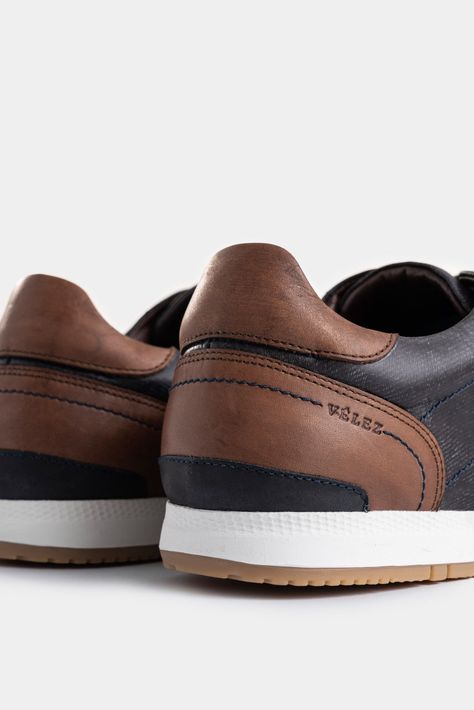Vélez Zapatillas Deportivos De Cuero Vintage Azul Oscuro-4