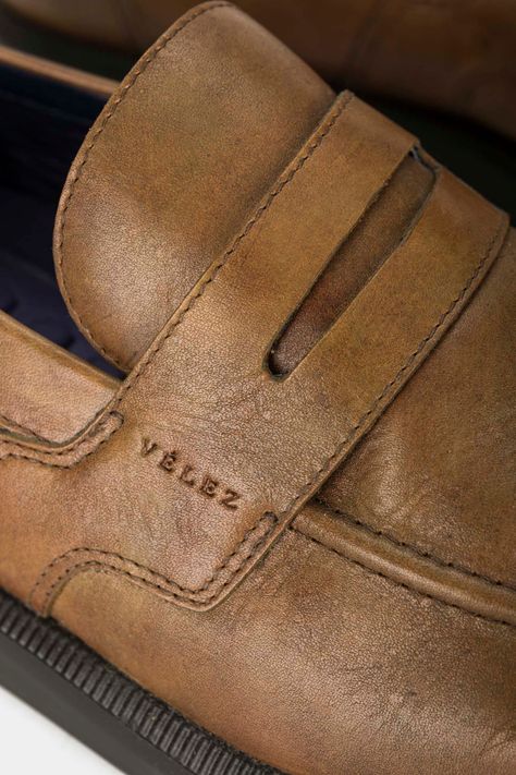Vélez Mocasín Lugano De Cuero  Hombre Efecto Artesanal Cafe-4