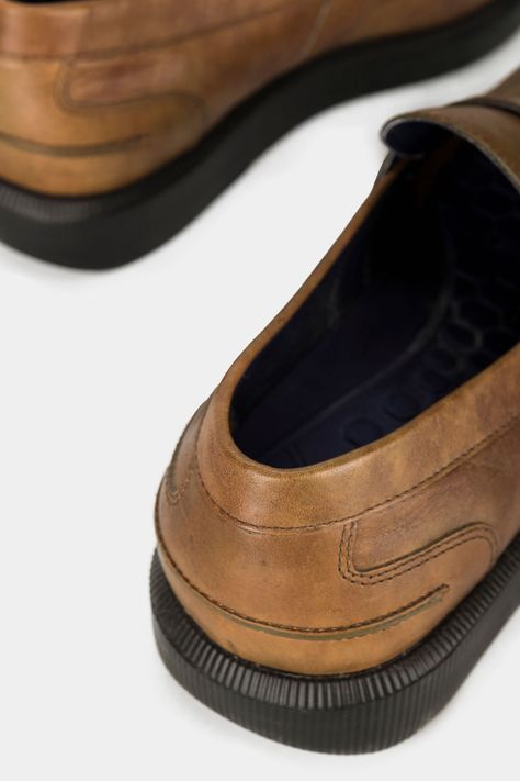 Vélez Mocasín Lugano De Cuero  Hombre Efecto Artesanal Cafe-5
