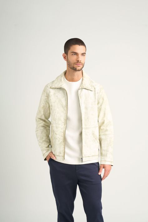 Vélez Chaqueta Bright Cuero Hombre Efecto sgastado Gris-0