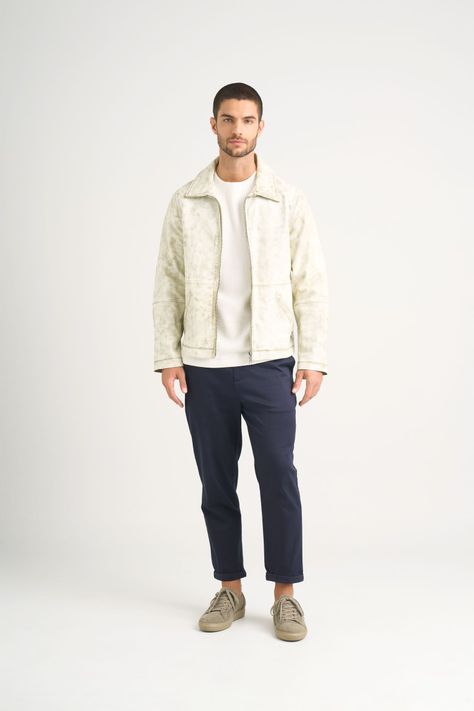 Vélez Chaqueta Bright Cuero Hombre Efecto sgastado Gris-1