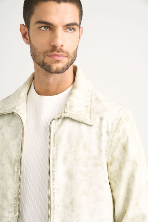 Vélez Chaqueta Bright Cuero Hombre Efecto sgastado Gris-2