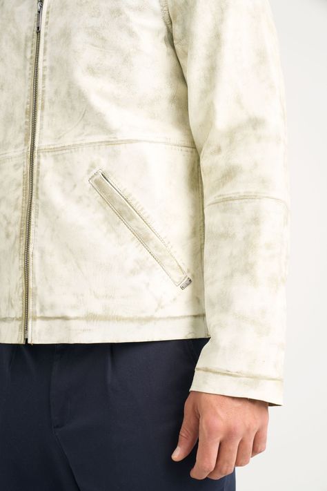 Vélez Chaqueta Bright Cuero Hombre Efecto sgastado Gris-4