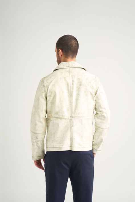 Vélez Chaqueta Bright Cuero Hombre Efecto sgastado Gris-5
