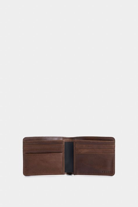 Vélez Billetera De Cuero Leather Contrastes Café-1