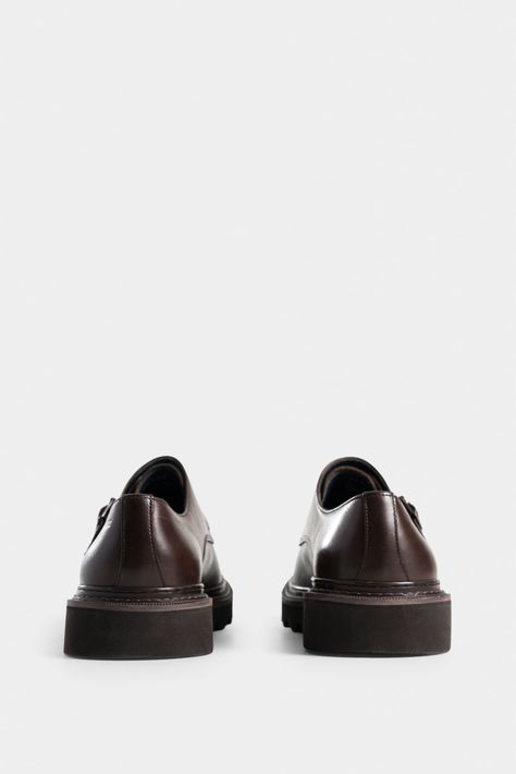 Vélez Mocasín Loira De Cuero  Hombre Silueta Monkstrap Cafe-2
