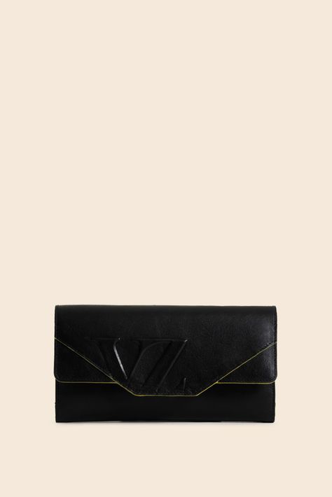 Vélez Billetera Porta Chequera Cuero Mujer Monogram Negro-0