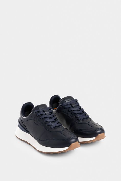 Vélez Zapatillas Elios Cuero Hombre Azul Oscuro-1