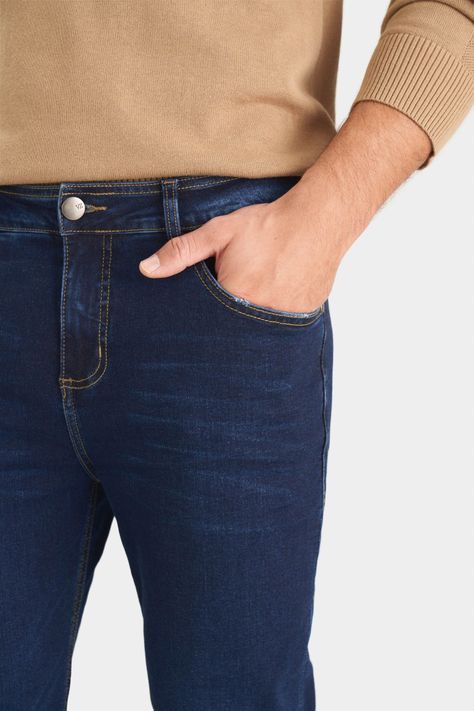 Vélez Jean Oscuro Topacio  Hombre Clásico 5 Bolsillos Azul-1
