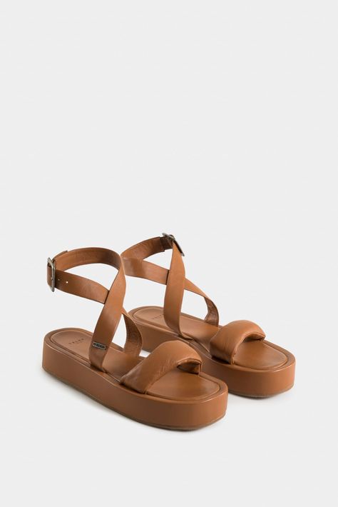 Vélez Sandalias Plataforma Nix Cuero Mujer Hebilla Miel-1