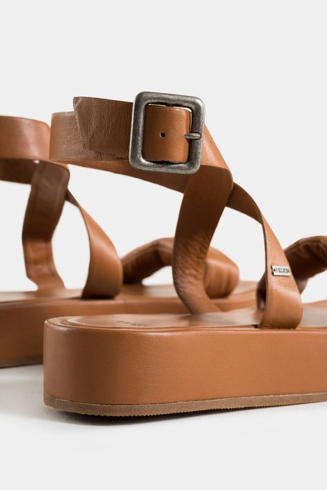 Vélez Sandalias Plataforma Nix Cuero Mujer Hebilla Miel-4