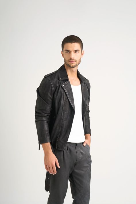 Vélez Chaqueta Alcor 2.0 Cuero Hombre Silueta Biker Negro-3