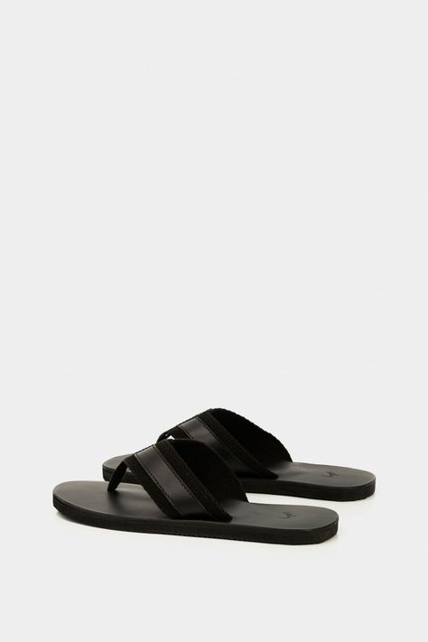 Vélez Sandalia Playera Alfil Cuero Hombre Contrastes Negro-2