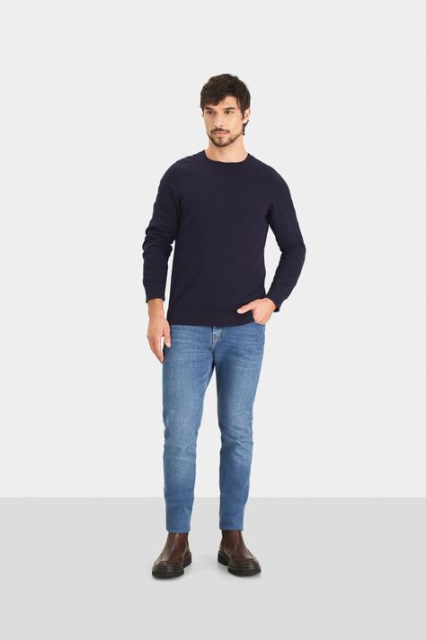 Vélez Jean Clásico Murtilla Para Hombre Azul Tono Medio Azul-0