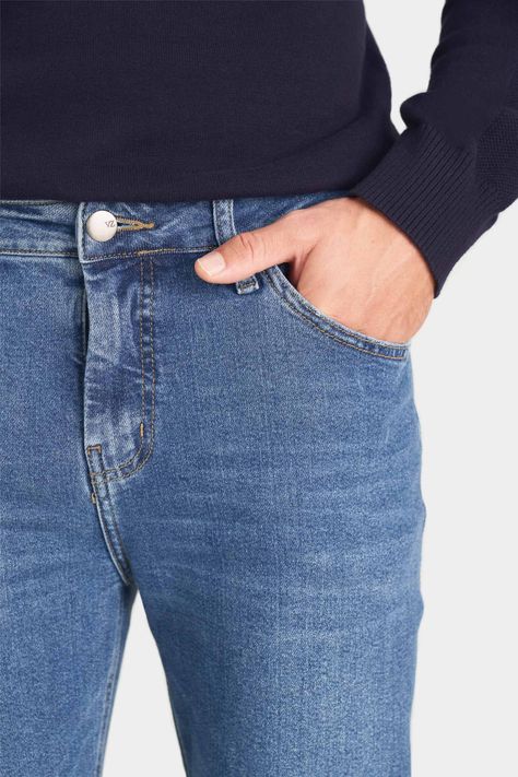 Vélez Jean Clásico Murtilla Para Hombre Azul Tono Medio Azul-1
