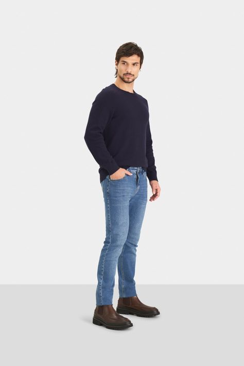 Vélez Jean Clásico Murtilla Para Hombre Azul Tono Medio Azul-2