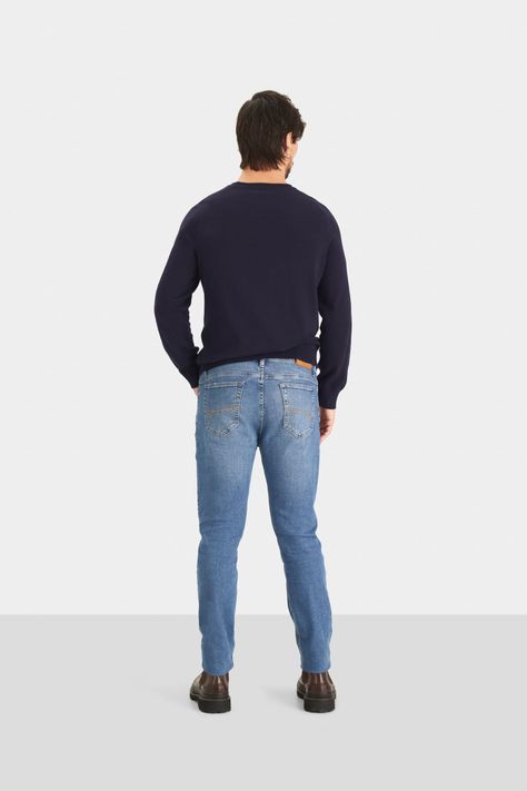 Vélez Jean Clásico Murtilla Para Hombre Azul Tono Medio Azul-4