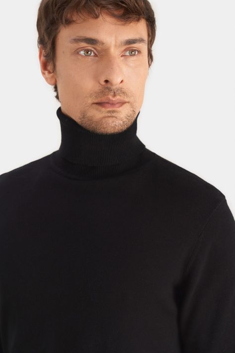 Vélez Sweater Cuello Tortuga Tejido Para Hombre Negro-1