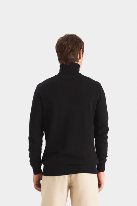 Vélez Sweater Cuello Tortuga Tejido Para Hombre Negro-4