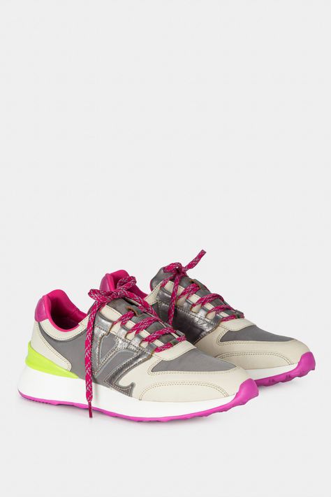 Vélez Zapatillas Australis Cuero Y Lona Mujer Fucsia-1