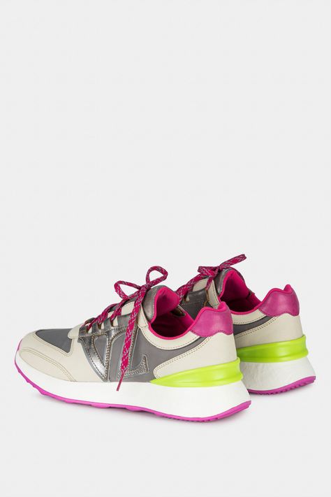 Vélez Zapatillas Australis Cuero Y Lona Mujer Fucsia-2