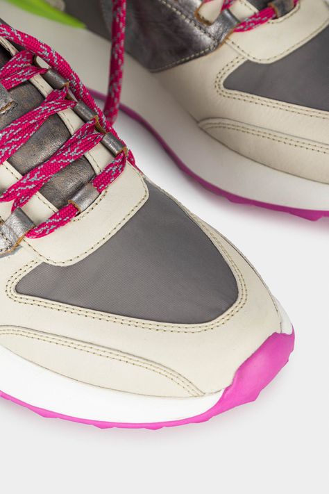 Vélez Zapatillas Australis Cuero Y Lona Mujer Fucsia-3