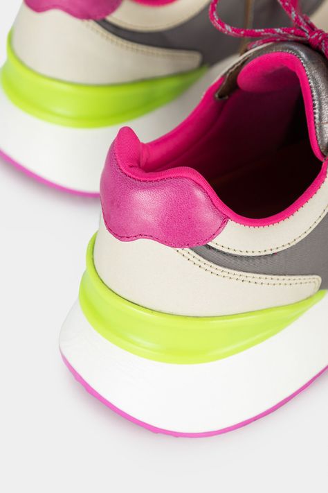 Vélez Zapatillas Australis Cuero Y Lona Mujer Fucsia-4