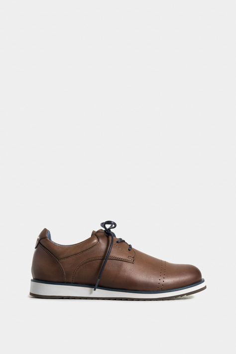 Vélez Zapatos Cordón Piero De Cuero Para Hombre Suela Café-0
