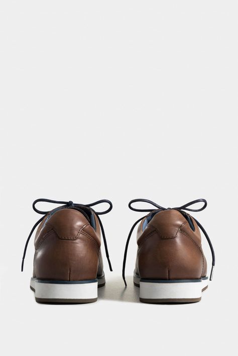 Vélez Zapatos Cordón Piero De Cuero Para Hombre Suela Café-2