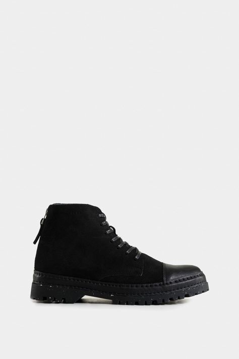 Vélez Botas Zipper De Cuero Hombre Cremallera En Talón Negro-0