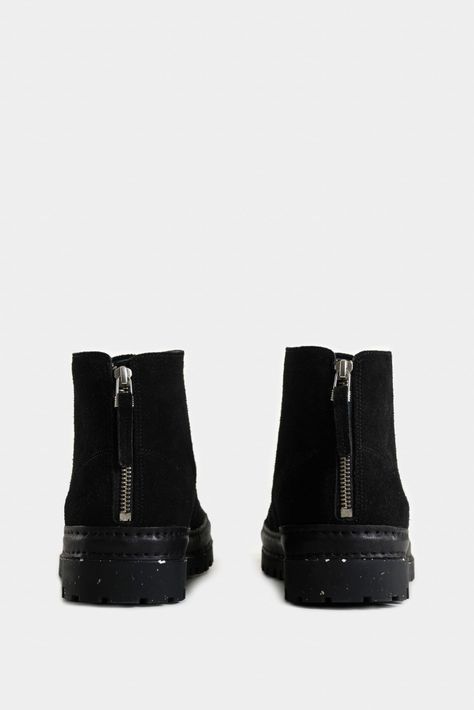 Vélez Botas Zipper De Cuero Hombre Cremallera En Talón Negro-2