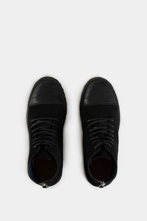 Vélez Botas Zipper De Cuero Hombre Cremallera En Talón Negro-3