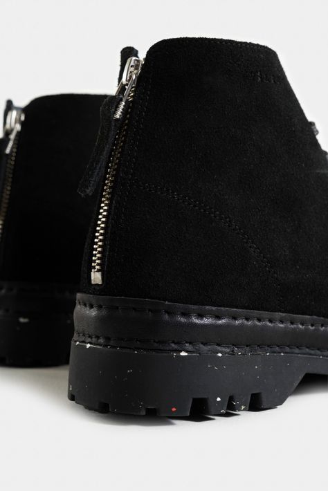 Vélez Botas Zipper De Cuero Hombre Cremallera En Talón Negro-4