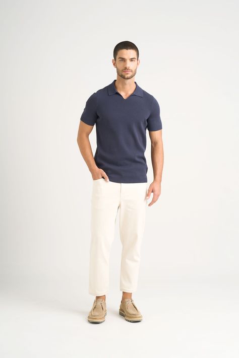 Vélez Polo Tejida Para Hombre Cuello En V Azul Osc-1