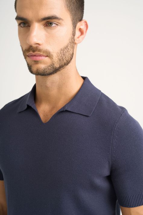 Vélez Polo Tejida Para Hombre Cuello En V Azul Osc-2