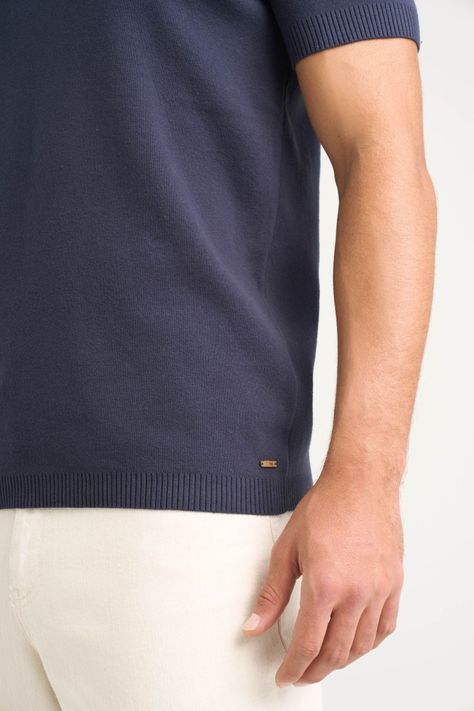 Vélez Polo Tejida Para Hombre Cuello En V Azul Osc-4