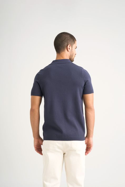 Vélez Polo Tejida Para Hombre Cuello En V Azul Osc-5