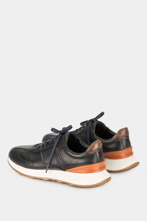 Vélez Zapatillas Boston Cuero Hombre Contraste Azul Oscuro-2